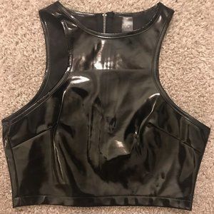 Black Sleeveless PVC Crop Top (never been worn)